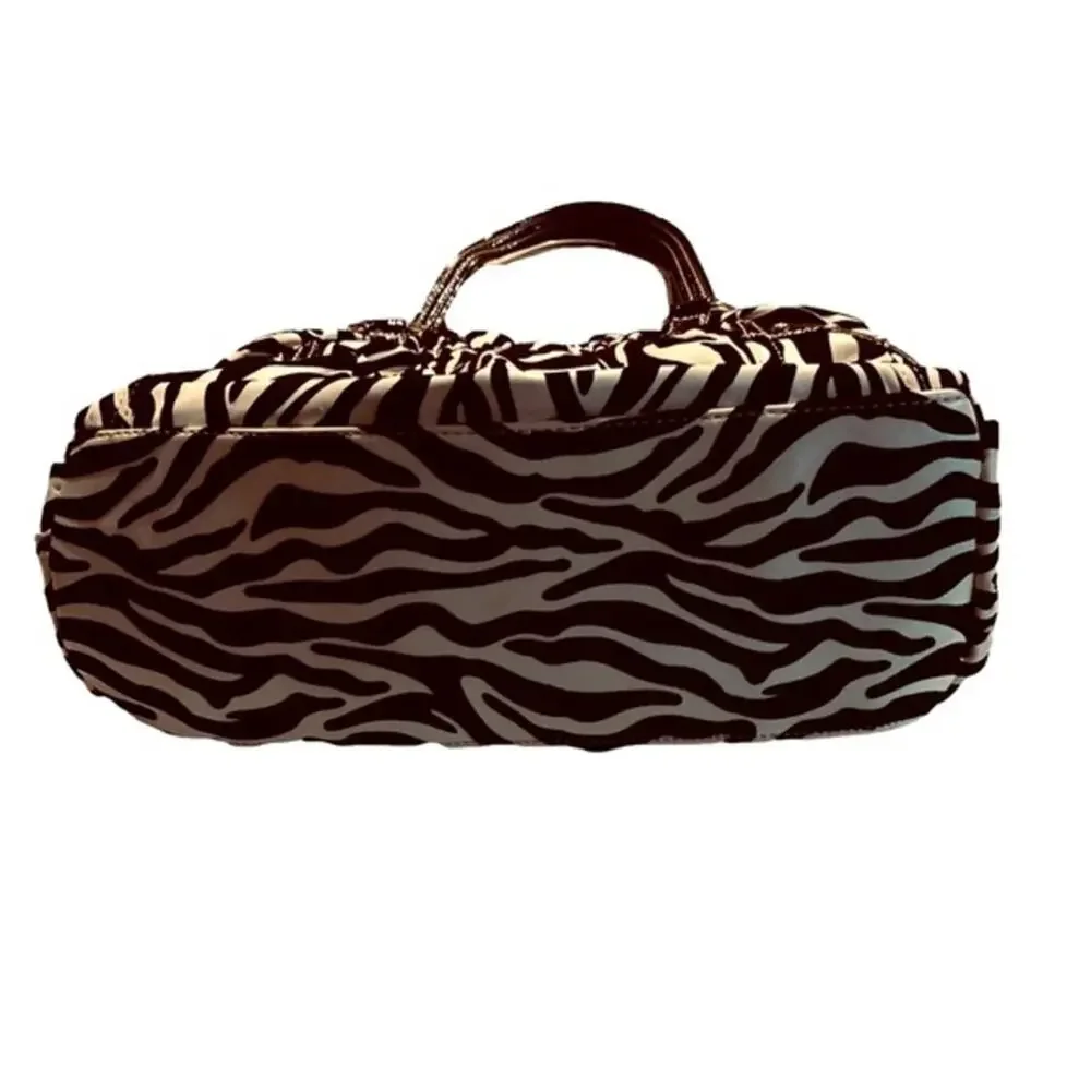 Zebra print big flower floral  rhinestone handbag‎ shoulder bag large - Picture 4 of 10